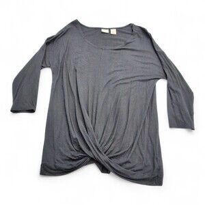St. Tropez‎ Twist-Front Knit Top, Women's M, Charcoal